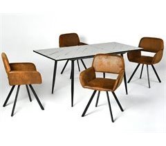 Conjunto de mesa extensible efecto mármol y 4 sillas
