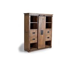 Alacena 1 puerta corredera y 4 cajones en madera de mango