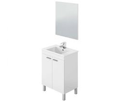 Mueble baño 2 puertas con espejo y lavamanos