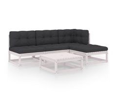 Juego de muebles de jardín 5 pzas y cojines madera pino maciza