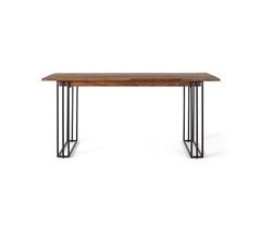 Mesa de comedor con una tapa rectangular de madera de palisandro