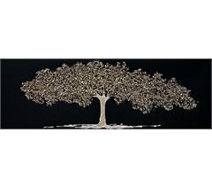 Cuadro original ADRIA árbol piedras doradas 30x90 cm