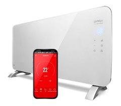 Radiador Eléctrico Convector Cristal 2000W Negro Calefacción WIFI APP Gridinlux