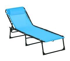 Tumbona Reclinable Acero, PVC Outsunny, deportes y ocio - playa