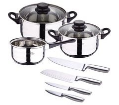Pack Batería De Cocina 5 Piezas + Set De 4Pc Cuchillos