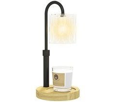 Lámpara de Mesa Vidrio, Madera de Roble HOMCOM