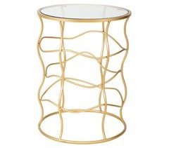 Mesa auxiliar de metal y cristal