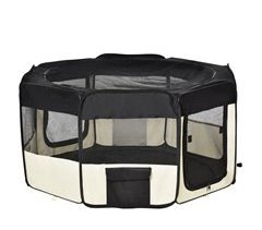 Parque Mascotas Plegable Acero, PVC, Tela Oxford PawHut