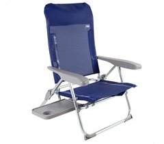 Silla de playa multiposición plegado Slim c/mesa y cojín Aktive