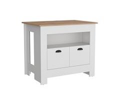 Isla de cocina Arlet en melamina con 2 puertas y 3 estantes