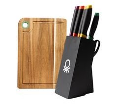 Juego de 8pc cuchillos + tacoma en acero inox + Tabla de cortar