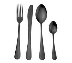 Cuberteria BLACK de acero inoxidable 16 piezas marca CONFORAMA