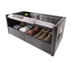 Sofá cama individual de terciopelo