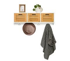 Perchero de pared con 3 Cestas y 4 Ganchos FHK19-WN SoBuy