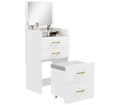 Tocador de Maquillaje MDF, Vidrio HOMCOM