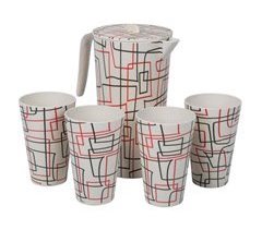 Set jarra y 4 vasos de bambú