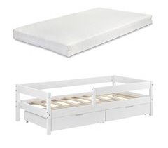 Cama para niños Borgarnes con colchón, 2 cajones, somier
