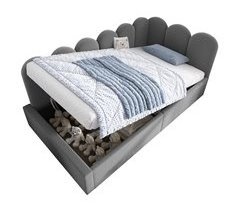 Cama con almacenaje de terciopelo