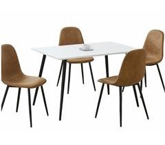 Conjunto de mesa efecto mármol y 4 sillas escandinavas retro