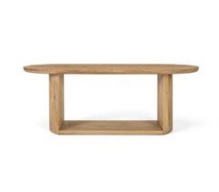 Mesa ovalada fabricada en madera de mango