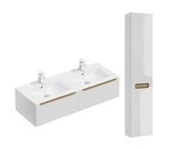 Conjunto de muebles con doble lavabo encastrado 2 cajones y columna Livia