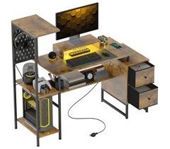 Escritorio Metal, Melamina de Madera HOMCOM