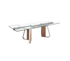Mesa comedor extensible rectangular cristal templado y acero cromado 270x100