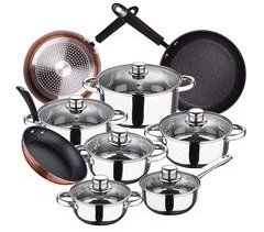 Bateria de cocina 12 piezas con juego de sartenes