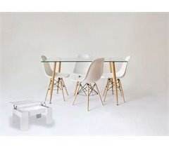 Pack Mesa de Cristal Templado + 4 Sillas + Mesa de Centro 120x70