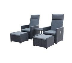 Juego Muebles De Jardín - 2 Sillones Reclinables 2 Mesas