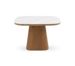 Mesa chapada en madera de roble con sobre cerámico 120x120