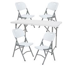 Mesa Plegable de Altura regulable + 4 Sillas plegables
