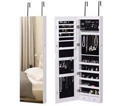 Espejo Joyero Colgante MDF, espejo de cristal HOMCOM