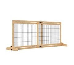 Barrera de Seguridad Madera de Pino y Acero PawHut