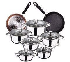 Bateria de cocina 12 piezas con juego de sartenes