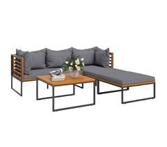 Conjunto de Jardín Madera de Acacia, Acero Outsunny