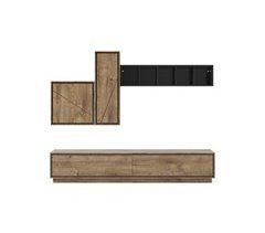 Compacto tv 260cm roble y negro HELSINKI