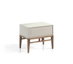 Mesita de noche madera beige y nogal