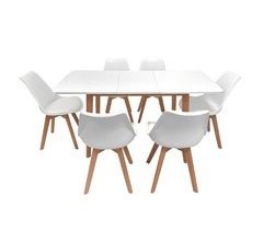 Mesa extensible Helga 120, 6 sillas Nora
