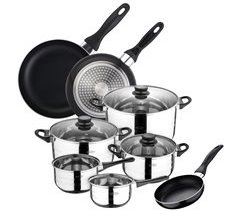 Set Juego de tres sartenes +  Batería de cocina 8 piezas