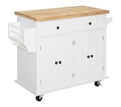Isla de Cocina MDF, Melamina de Madera, Madera de Caucho HOMCOM