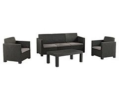 Set jardín MAHINA con sofá 3 plazas 2 sillones y mesa de centro