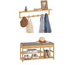 Mueble Recibidor Perchero+Zapatero FSR47-N+FHK06-N SoBuy