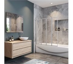 Mampara de Bañera Plegable,Vidrio Templado 4mm,Altura 140cm
