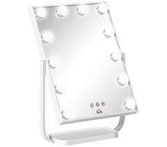 Espejo de Maquillaje Metal, Vidrio, ABS HOMCOM