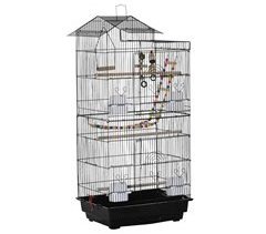 Jaula para Pájaros Acero, PP, Madera Mixta PawHut