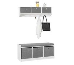Mueble recibidor Zapatero con Perchero FSR65-DG+FRG282-WSoBuy ES