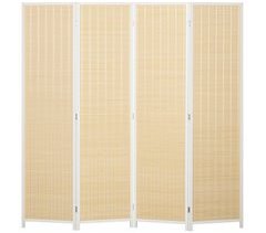 Biombo Separador Madera de Pino, Bambú HOMCOM, hogar - decoración