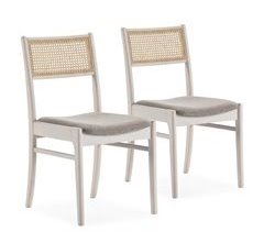 Pack 2 sillas Vilma, Madera Maciza y ratán Natural