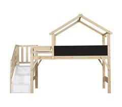 Cama alta cabaña infantil de madera de pino
